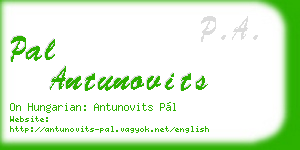 pal antunovits business card